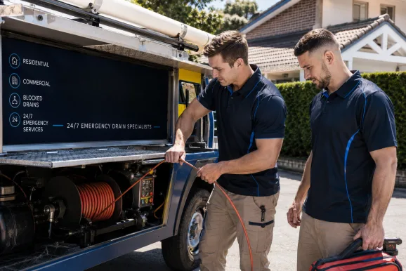 Plumbers clearing a blocked drain in Randwick