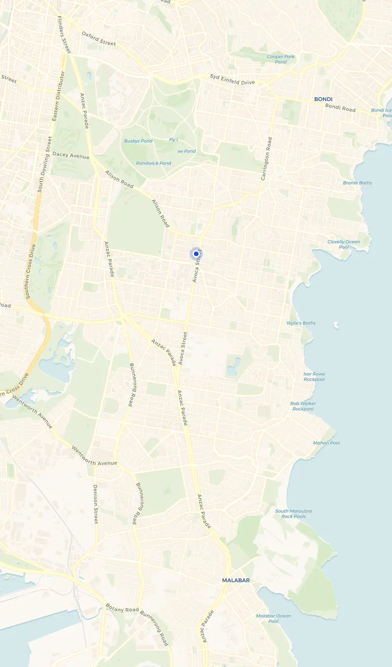 Map of the Randwick service area and the surrounding suburbs we cover.